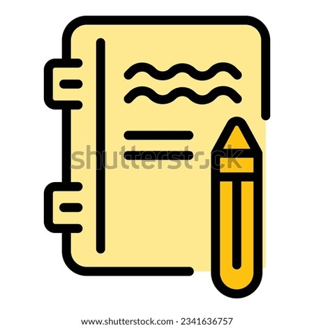 Writing homework icon outline vector. Teacher study. Mother exam color flat