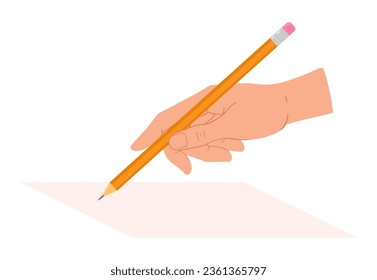 Writing human hand. Hand taking notes, filling planner or signing documents isolated flat vector illustration on white background