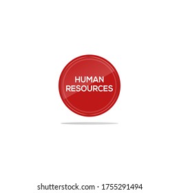 Writing human resources in a red circle. There is a circular glass in front of the human resources article.