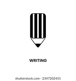 Writing icon in black fill style. Design element of International Literacy Day. Vector illustration logo template in trendy flat design style. Editable graphic resources for many purposes.