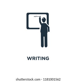 Writing icon. Black filled vector illustration. Writing symbol on white background. Can be used in web and mobile.