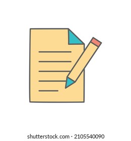 Writing icon in color icon, isolated on white background 