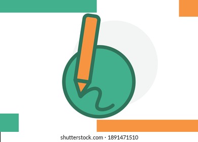 Writing icon colored line symbol. School  icon symbol. Premium quality isolated education tools element Icons for education, online education, online learning, learn to think. 