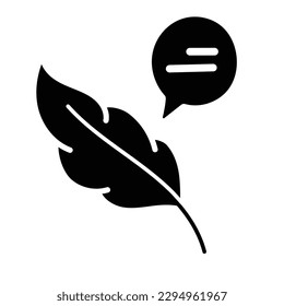 Schreibsymbol. Schreibsymbol. Vektorsymbol für Kreativität. Feder und Chat Blasensymbol.