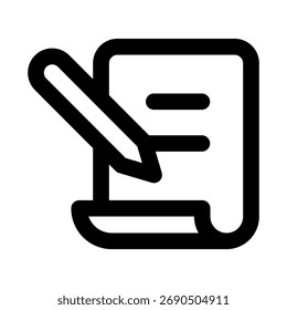 Writing Icon, Creative Outline Design for Document, Note, Pen, and Communication