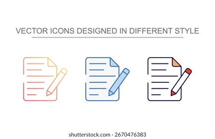 Design de ícone de escrita com ilustração de estoque de fundo branco