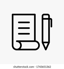 Icono de escritura diseñado en estilo de línea