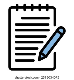 Writing icon in flat line style representing creativity communication and note-taking ideal for education literature and productivity concepts.