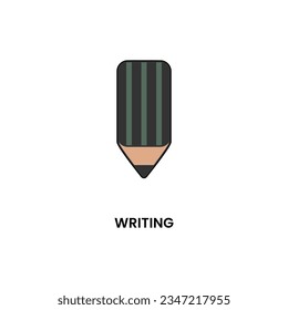 Writing icon in lineal color style. Design element of International Literacy Day. Vector illustration logo template in trendy flat design style. Editable graphic resources for many purposes.