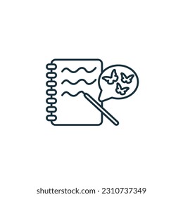 Writing icon. Monochrome simple sign from hobby collection. Writing icon for logo, templates, web design and infographics.