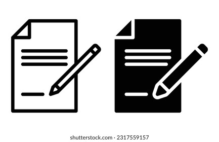 Writing icon with outline and glyph style.