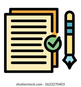 Writing icon. Outline writing vector icon color flat isolated