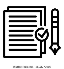Writing icon. Outline writing vector icon for web design isolated on white background