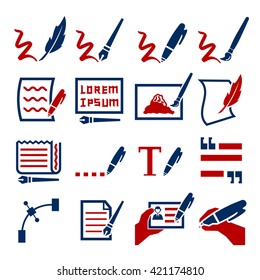 writing icon set