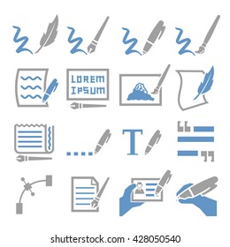 writing icon set