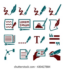 writing icon set
