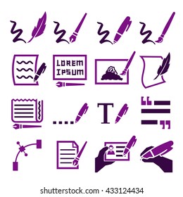 writing icon set