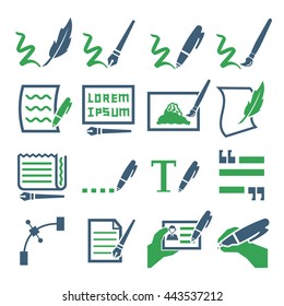 writing icon set