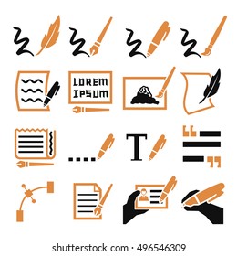 writing icon set