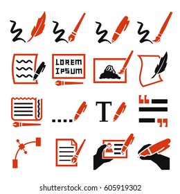 writing icon set