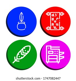writing icon set. Collection of Quill, Manuscript, Feather, Photocopier icons