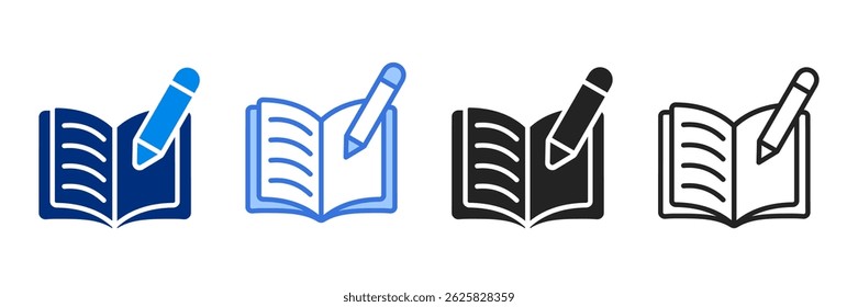 Writing Icon Set Multiple Style Vector Illustration