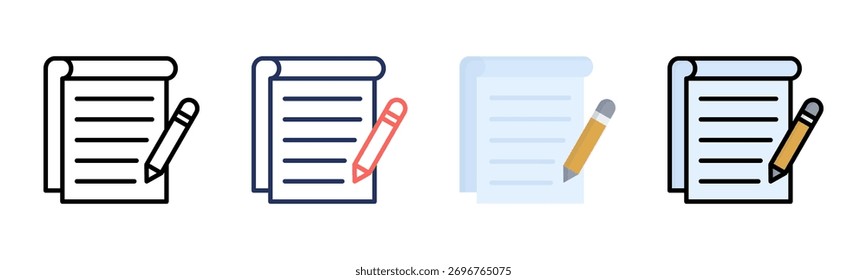 Writing icon set multiple style collection