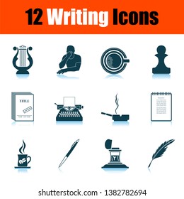 Writing Icon Set. Shadow Reflection Design. Vector Illustration.