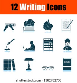 Writing Icon Set. Shadow Reflection Design. Vector Illustration.