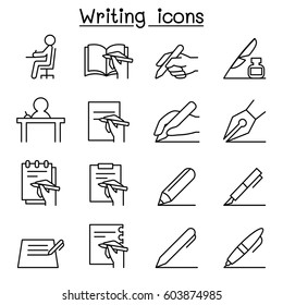 Writing Icon Set In Thin Line Style