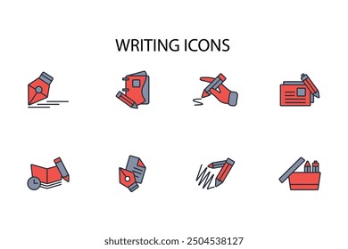 writing icon set.vector.Editable stroke.linear style sign for use web design,logo.Symbol illustration.