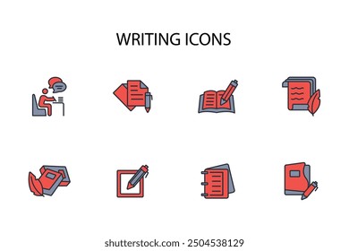 writing icon set.vector.Editable stroke.linear style sign for use web design,logo.Symbol illustration.