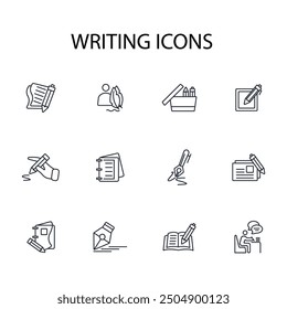 writing icon set.vector.Editable stroke.linear style sign for use web design,logo.Symbol illustration.