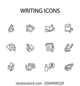 writing icon set.vector.Editable stroke.linear style sign for use web design,logo.Symbol illustration.