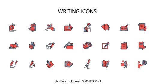 writing icon set.vector.Editable stroke.linear style sign for use web design,logo.Symbol illustration.