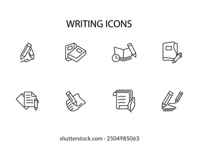 writing icon set.vector.Editable stroke.linear style sign for use web design,logo.Symbol illustration.