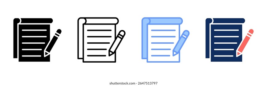 Writing icon sheet multiple style collection
