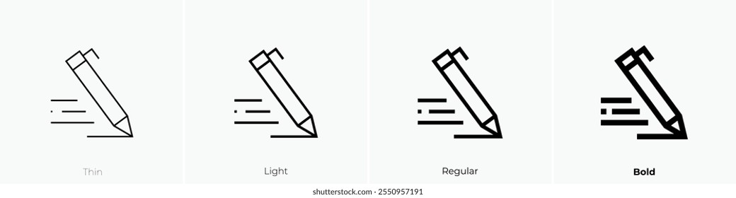 Icono de escritura. Diseño de estilo delgado, ligero, regular y audaz aislado sobre fondo blanco