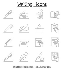 Writing icon in thin line style