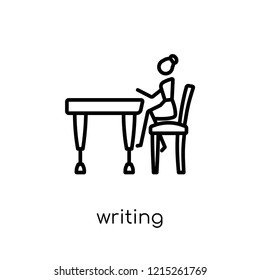 Writing icon. Trendy modern flat linear vector Writing icon on white background from thin line E-learning and education collection, editable outline stroke vector illustration