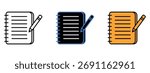 Writing icon vector. notes, notebooks planning symbol. vector illustration.
