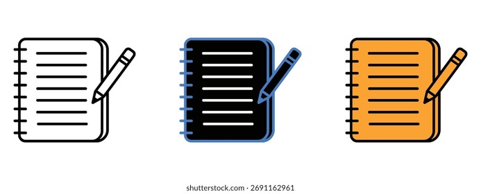 Escrevendo ícone vetor. notas, blocos de anotações símbolo de planejamento. ilustração vetorial.