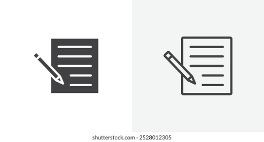 Escrevendo ícone ícone de vetor definido em preto e branco.