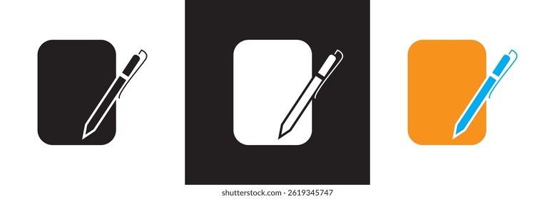 Writing icon.  Vector for websites, mobile interfaces, presentations, banner, visual branding etc. Vector illustration. isolated on white and black background. EPS 10
