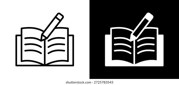 Writing Icon whiteblack Vector Illustration