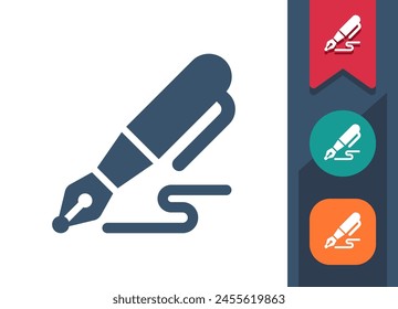 Writing Icon. Write, Pen, Fountain Pen. Professional, pixel perfect vector icon.