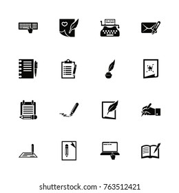 Writing icons - Expand to any size - Change to any colour. Flat Vector Icons - Black Illustration on White Background.