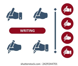 Writing Icons. Hand, Pen, Pencil, Write Icon. Professional, 32x32 pixel perfect vector icon.