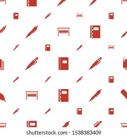 writing icons pattern seamless white background. Included editable filled office desk, notebook, pen, paper icons. writing icons for web and mobile.
