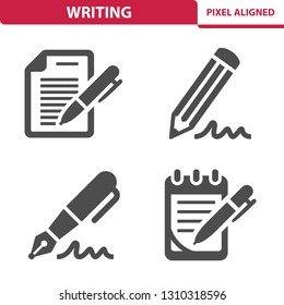 Writing Icons. Professional, pixel perfect icons, EPS 10 format.